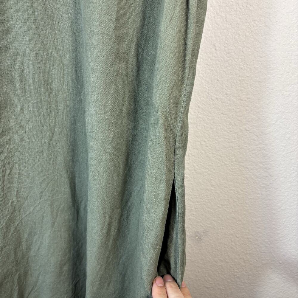 Briggs Women’s Green Sleeveless Ruffle V-neck Linen Rayon Dress With Pockets XL - Picture 4 of 9
